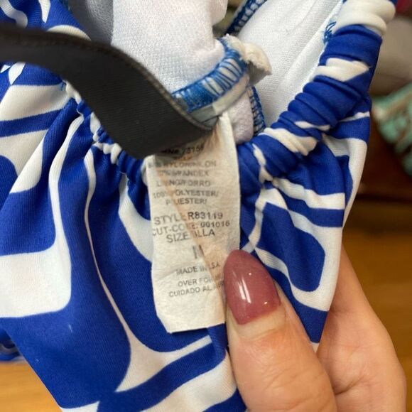 Kenneth Cole Reaction Womens Swimsuit One Piece Strappy Blue Size Medium - Picture 7 of 8